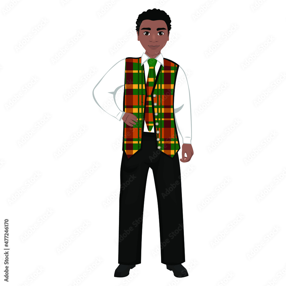 Men's folk national Jamaica costume. Vector illustration Men's folk national Jamaica costume. Vector illustration