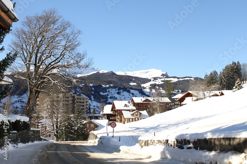 View of Grindelwald villege, Switzerland.