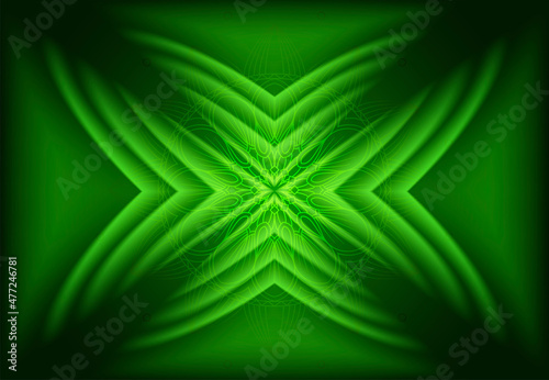 Abstract green background with floral ornament.