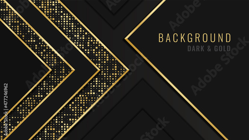 Golden geometric on dark black background
