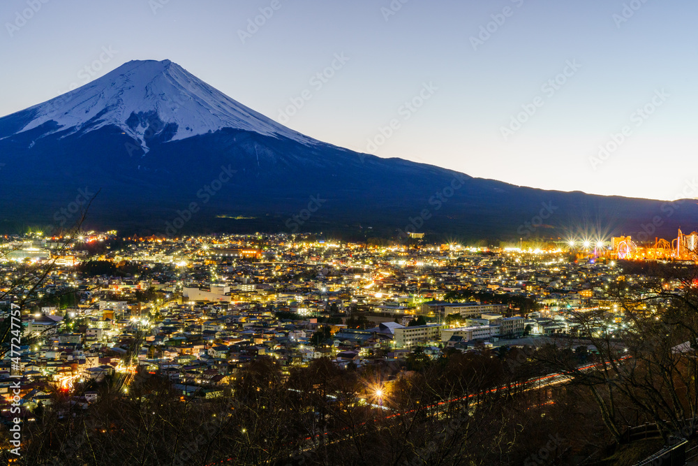 富士山と夜景　世界遺産　日本の絶景