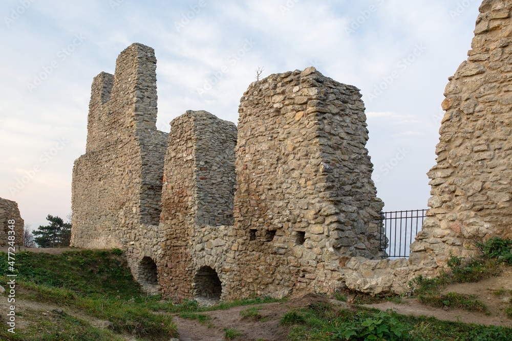 Stary Jicin. Castle ruins. Walls around the upper courtyard. Northeast Moravia. Europe.