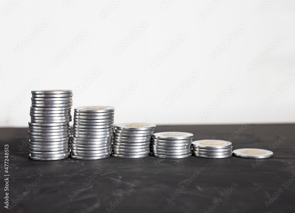 stack of coins on white background stack of coins on white background
