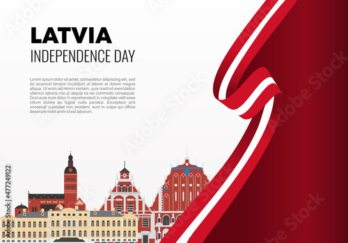 Latvia independence day background poster for national celebration on november 18 th.