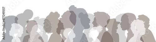 People of different ethnicities stand side by side together. Flat vector illustration.