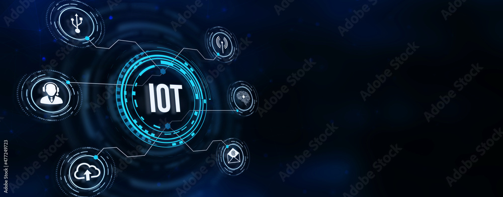 Internet of things - IOT concept. Businessman offer IOT products and solutions. Internet, business, Technology and network concept. 3d illustration. Internet of things - IOT concept. Businessman offer IOT products and solutions. Internet, business, Technology and network concept. 3d illustration.