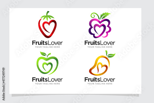 Set of fruits lover vector logo 