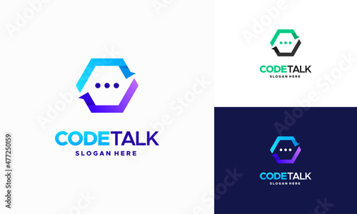 Code Talk logo designs concept vector, Code Programmer Forum logo template