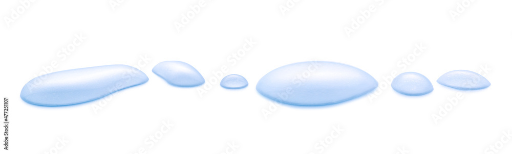 Real image, Spilled water drop on the floor isolated with clipping path on white background. Real image, Spilled water drop on the floor isolated with clipping path on white background.