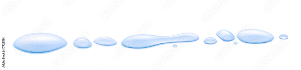 Real image, Spilled water drop on the floor isolated with clipping path on white background. Real image, Spilled water drop on the floor isolated with clipping path on white background.
