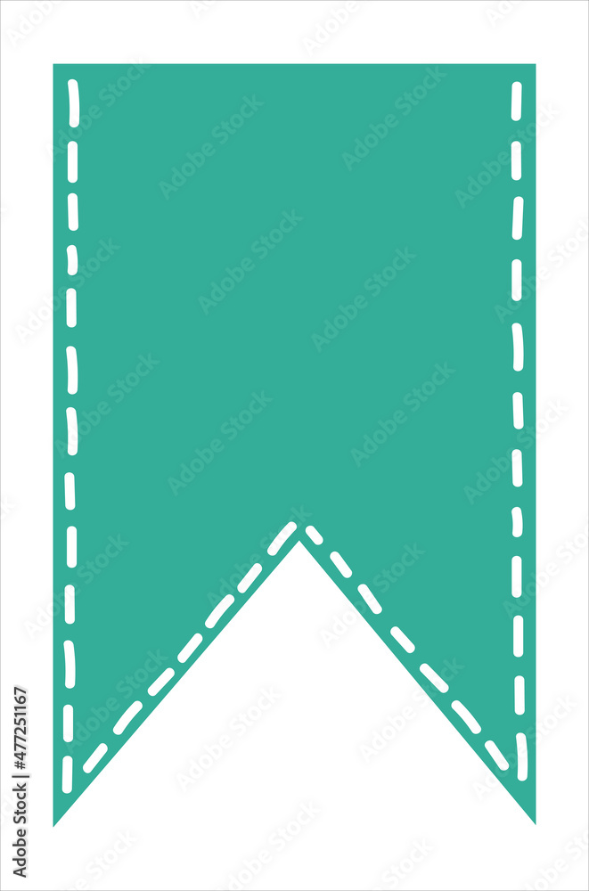 Fototapeta premium Festive checkbox. Birthday decor. Dotted lines. Sewn at the seams with threads. Simple style, minimalism, modern.