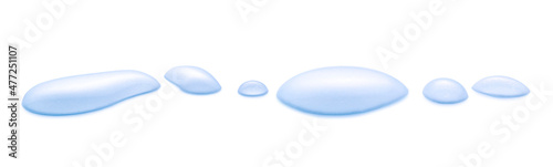 Real image, Spilled water drop on the floor isolated with clipping path on white background. © chathuporn