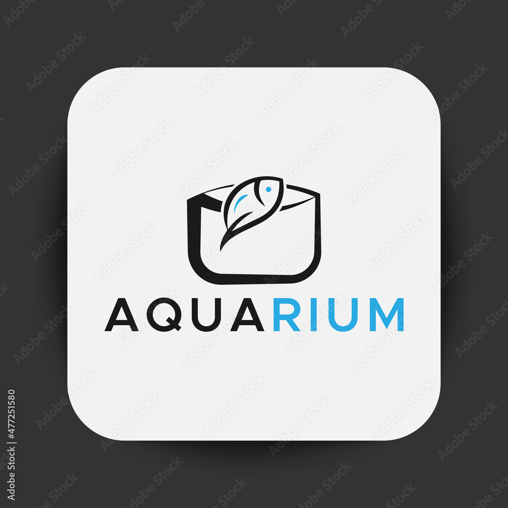 Fototapeta premium Aquarium Logos. Blue and black color. Minimalistic abstract logo.