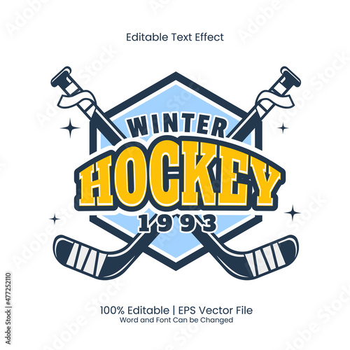 Hockey emblem logo customized text effect editable