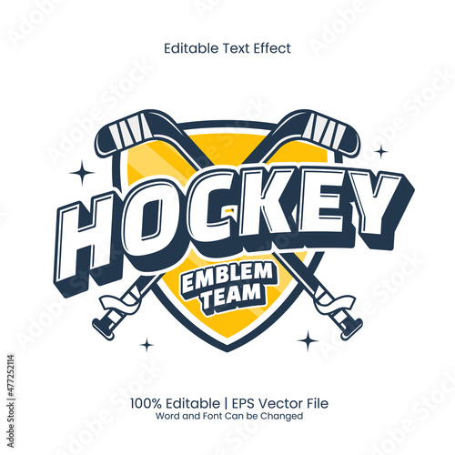 Editable text effect - Hockey emblem Team logo vintage style