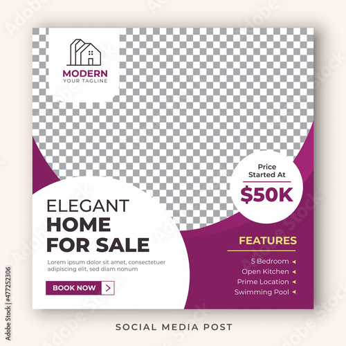 Elegant home for sale social media post template