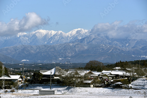 Obraz na płótnie 三郷町から見た中央アルプス