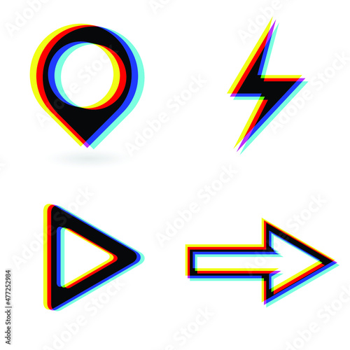 Free Download Glitch distorted geometric shape . Blurred various shapes .Minimal art design . Noise destroyed logo . Trendy defect error shapes . Glitched frame .Broken effect .vector  - GFXLoad