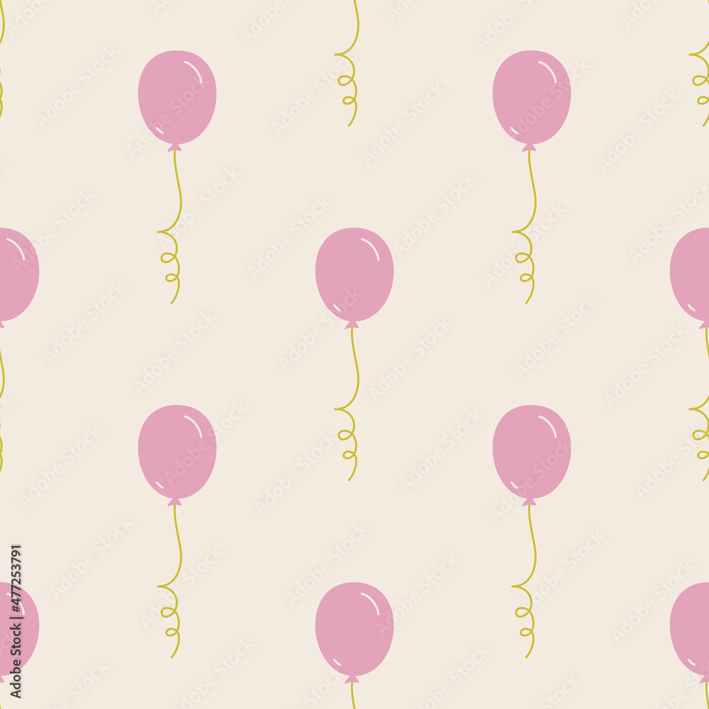 Seamless vector balloon pattern. Multicolor hand drawn balloons background. For fabric, textile, banner, design, wrapping.