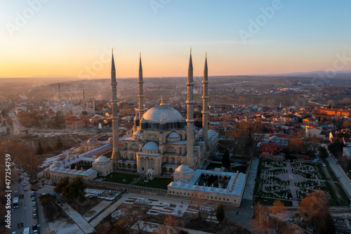 Selimiye Mosque exterior view in Edirne City of Turkey. Edirne was capital of Ottoman Empire. © kenan
