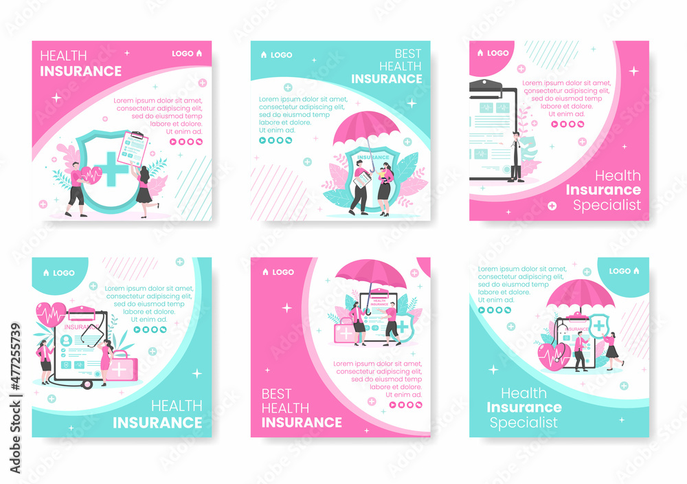 Health Care Post Template Flat Design Illustration Editable of Square Background for Social media, Greeting Card and Web