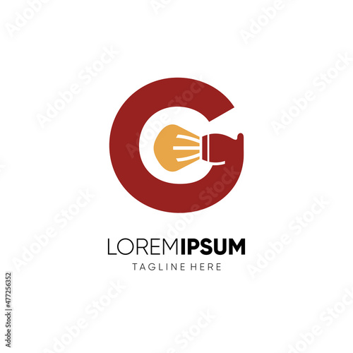 Letter G Shaving Brush Logo Design Vector Icon Graphic Emblem Illustration