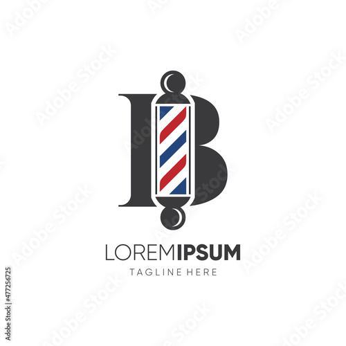Letter B Barber Pole Logo Design Vector Icon Graphic Emblem Illustration
