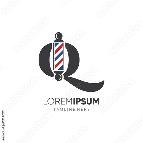 Letter Q Barber Pole Logo Design Vector Icon Graphic Emblem Illustration