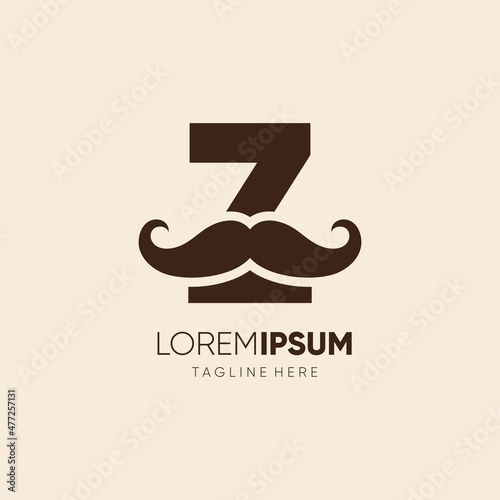 Initial Letter Z Mustache Logo Design Vector Icon Graphic Emblem Illustration