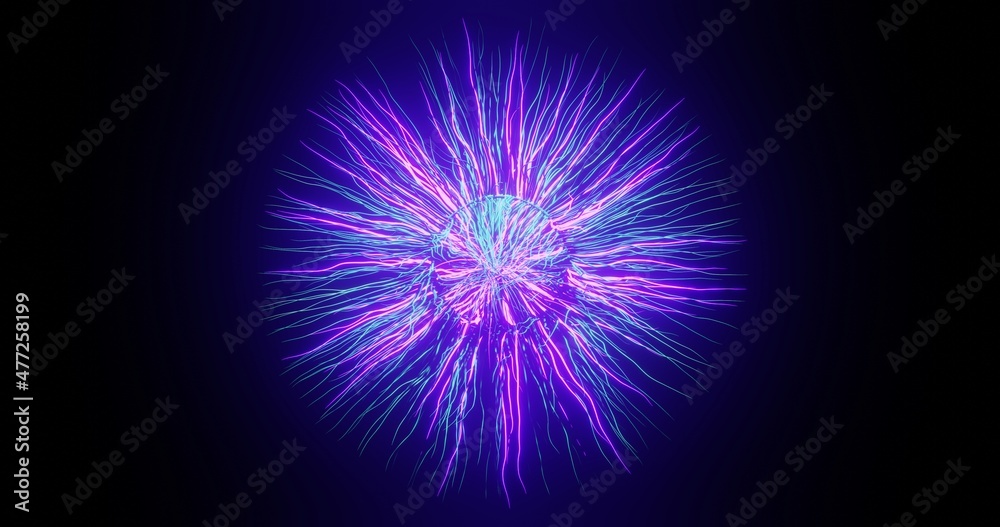 Fototapeta premium 3d render. abstract bunch flower lines purple pink neon festival holiday modern