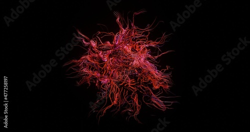 3d render. abstract bundle of hair nerves veins Communication Lines neurons modern black isolated
