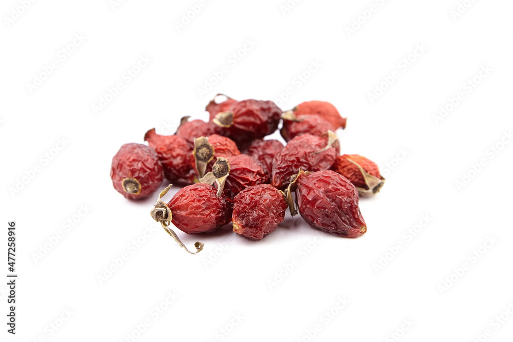 Dried rose hip berries isolated on white Dried rose hip berries isolated on white