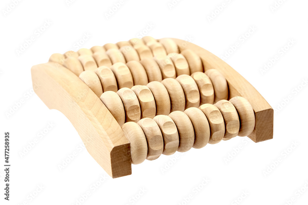 Wooden foot massage roller isolated on white Wooden foot massage roller isolated on white