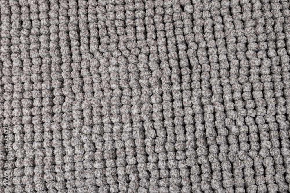 Gray chenille soft bath mat texture background. Bath Accessories. Top view. Gray chenille soft bath mat texture background. Bath Accessories. Top view.