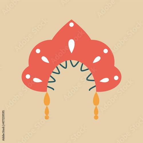 Russian icons in flat style. Colorful images of Russian culture. Vector illustration for website, posters and cards.