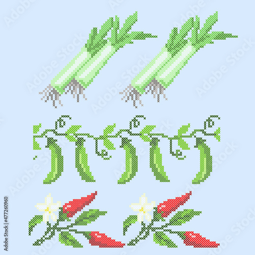 cross stitch vegetables