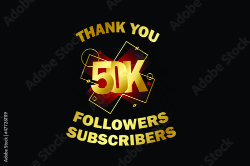 50K, 50.000 Followers, Subscribers, Thank you for Social Media, Internet - Vector