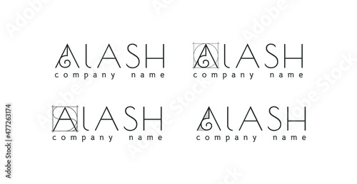 Logo composition: national ornament, geometric elements and the letter "S". Translation: Kazakh. Vector. 