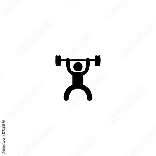 Gym. Raising the barbell. Vector, bodybuilder icon