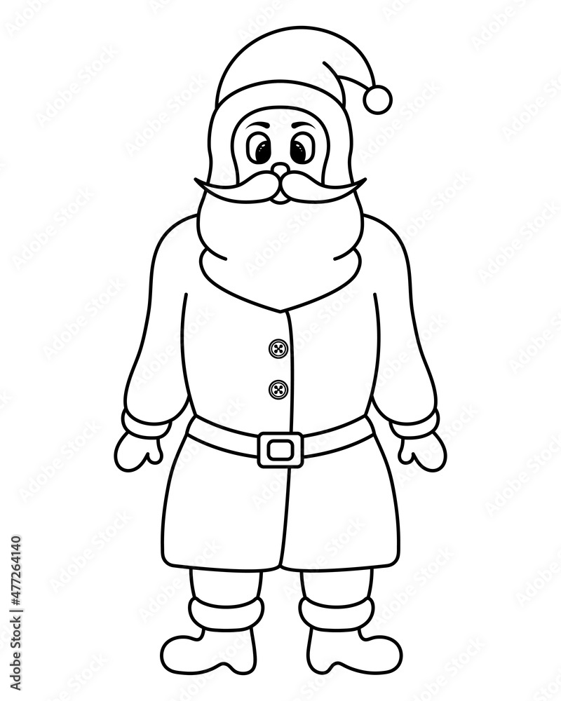 Santa Claus. Sketch. Fairy-tale character. Vector illustration. Coloring book for children. Doodle style. Nice old man. A man with a beard. Outline on an isolated background. Merry Christmas 