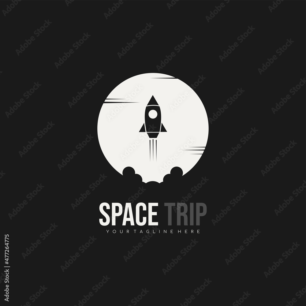 Spaceship logo with space trip inscription. Modern and trendy logo design. Vector illustration. Spaceship logo with space trip inscription. Modern and trendy logo design. Vector illustration.