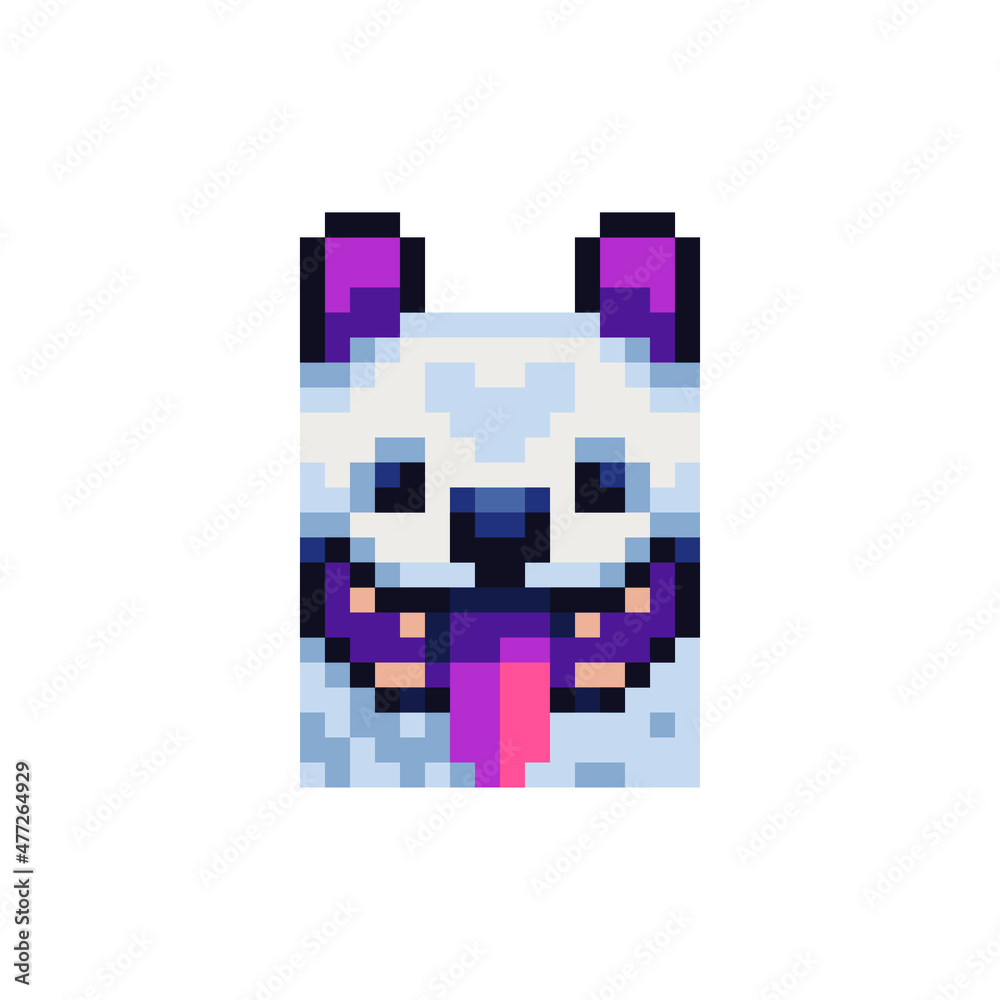 Dog head. Pixel art icon. Stickers and embroidery design. Logo design template for pet shops, veterinary clinics and animal shelters homeless. Isolated vector illustration. Dog head. Pixel art icon. Stickers and embroidery design. Logo design template for pet shops, veterinary clinics and animal shelters homeless. Isolated vector illustration.
