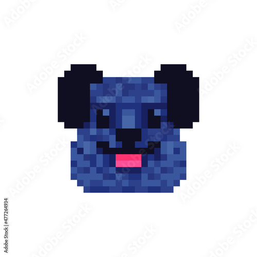 Dog head. Pixel art icon. Stickers and embroidery design. Logo design template for pet shops, veterinary clinics and animal shelters homeless. Isolated vector illustration. 