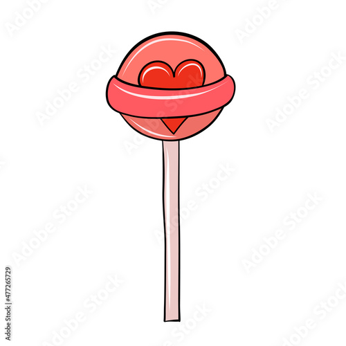 sweet lollypop and heart for valentine day card design