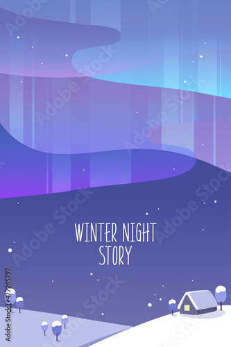 An illustration of the cozy winter night scenery
