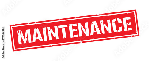 Grunge red maintenance word square stamp sign isolated on white background