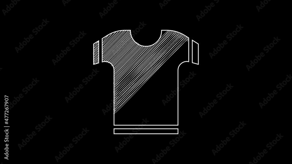 White line T-shirt icon isolated on black background. 4K Video motion graphic animation White line T-shirt icon isolated on black background. 4K Video motion graphic animation