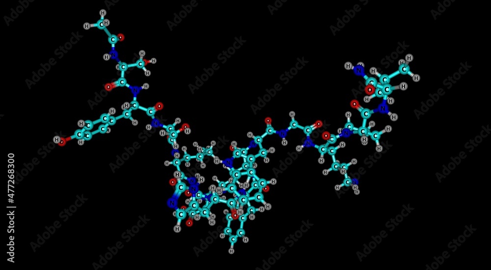 Afamelanotide molecular structure isolated on black