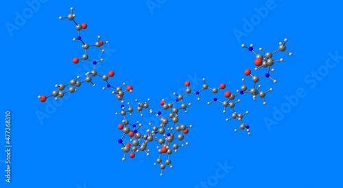 Afamelanotide molecular structure isolated on blue