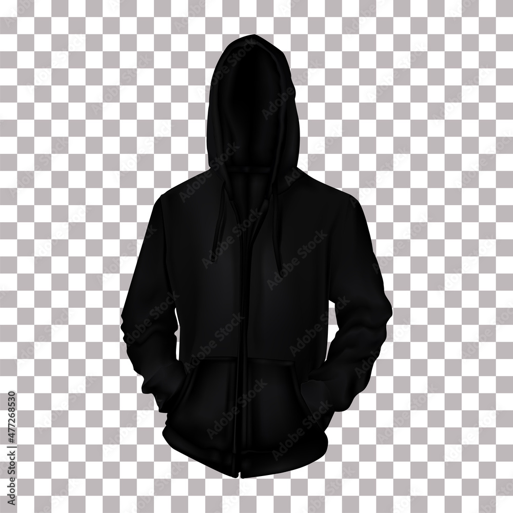 Vecteur Stock mock up hoodie black with transparent background | Adobe Stock